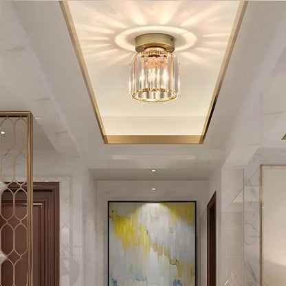 Ceiling light – striped glass shade, semi-flush mount design