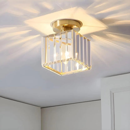 Ceiling light – striped glass shade, semi-flush mount design
