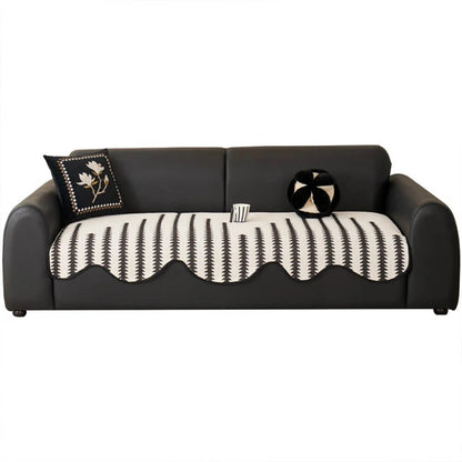 Chevron Stripe Sofa Cover – soft chenille, wavy edges, pet-friendly