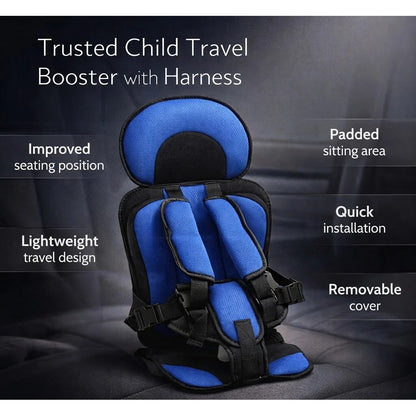 Child Car Seat Booster – padded cushion, portable, removable cover
