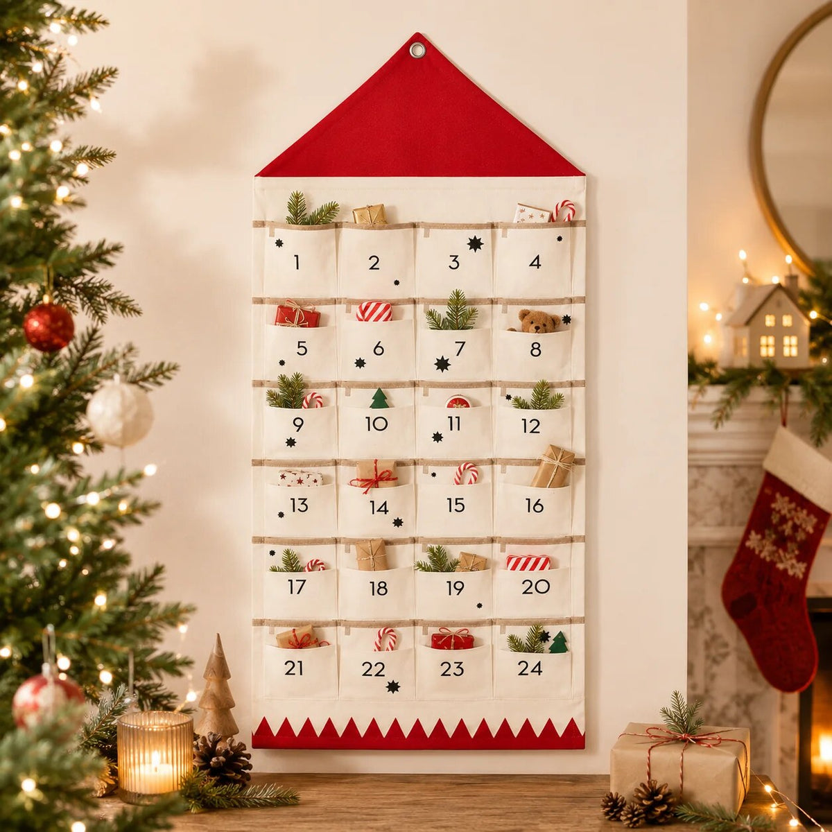 Christmas Advent Calendar – fabric design, 24 pockets