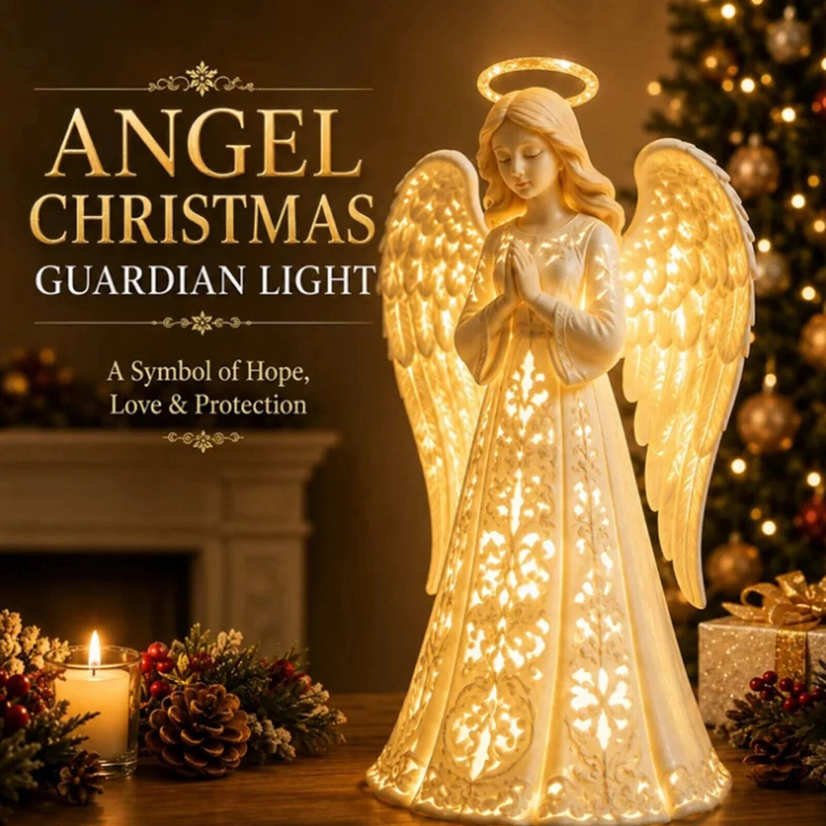 Christmas Angel – LED figure, detailed wings, warm glow