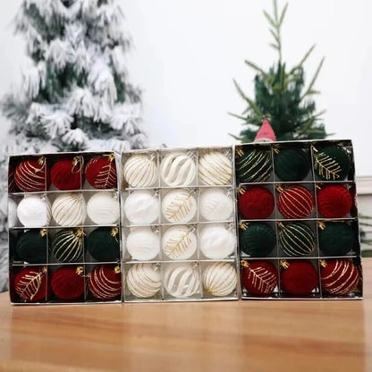 Christmas Baubles – flocked velvet finish, matte sheen