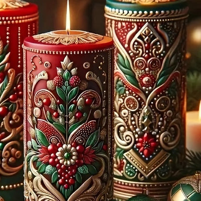 Christmas Candle Poster – festive red and green design, wall print
