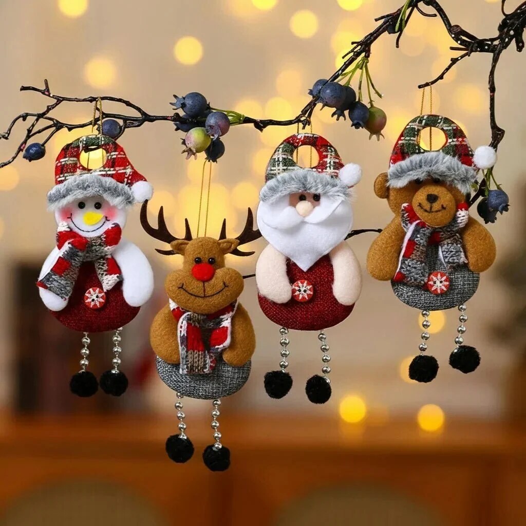 Christmas Fabric Ornaments – four festive character hangers