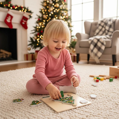 Christmas Puzzles – wooden, large pieces, toddler-friendly
