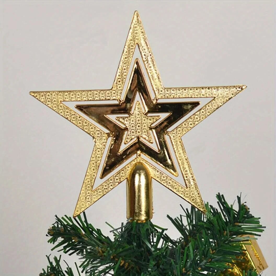 Christmas Star Tree Topper – textured plastic, three colours
