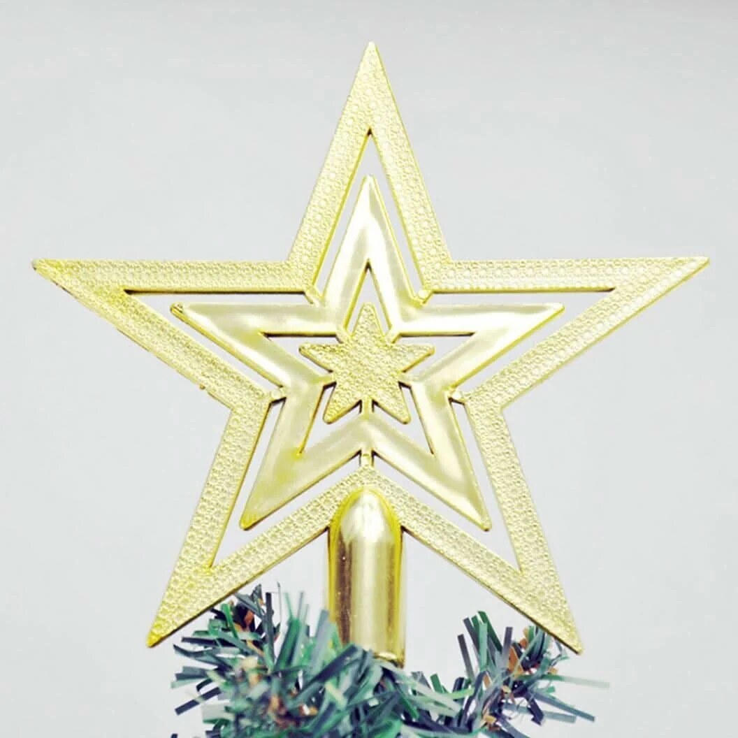 Christmas Star Tree Topper – textured plastic, three colours