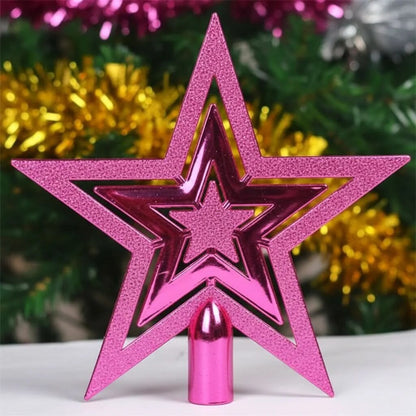 Christmas Star Tree Topper – textured plastic, three colours