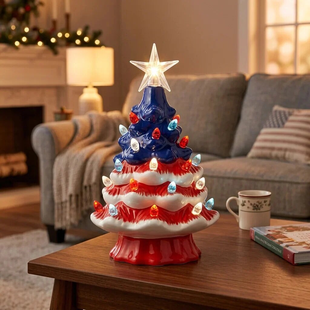 Christmas Tree Light – miniature, nostalgic resin, four star colours