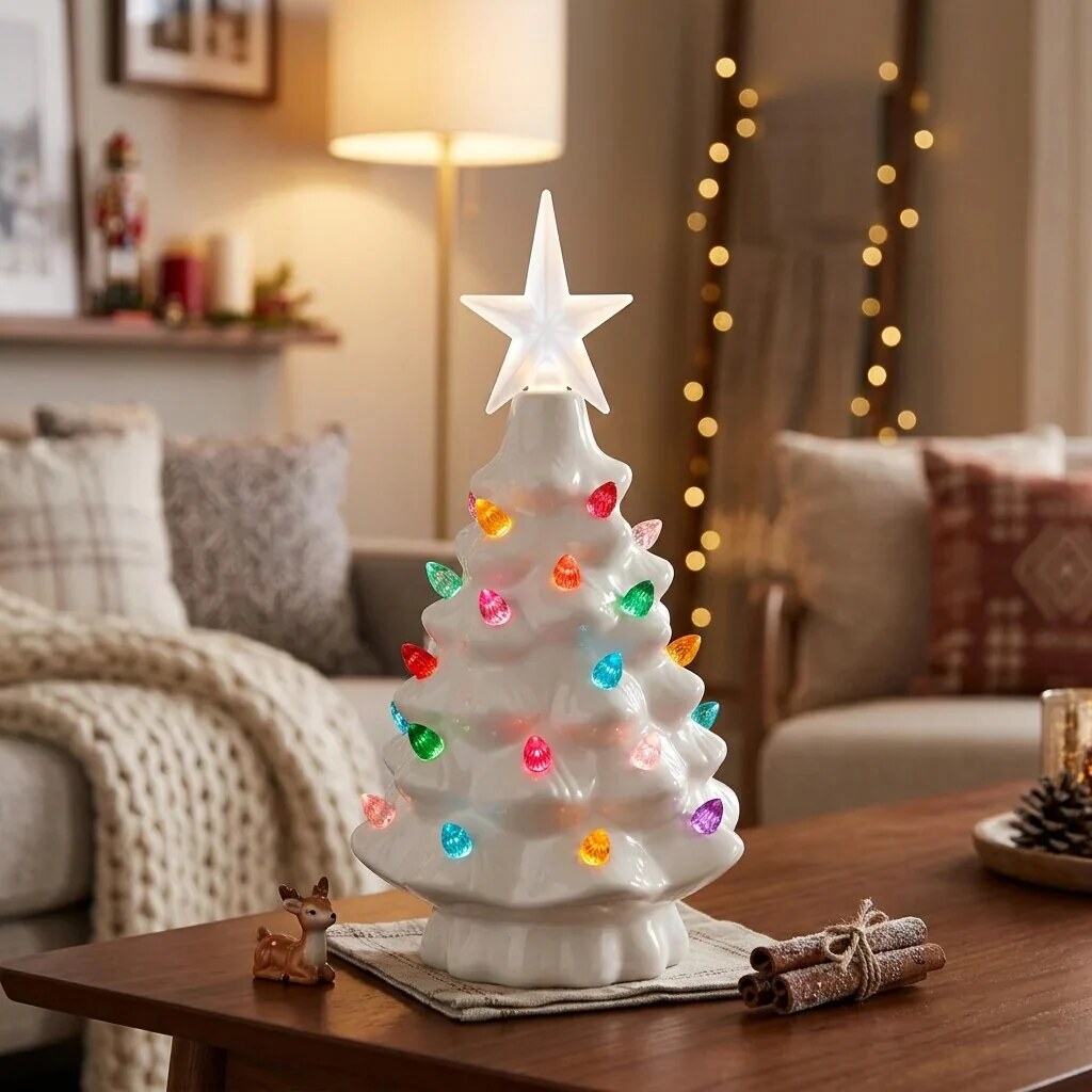 Christmas Tree Light – miniature, nostalgic resin, four star colours