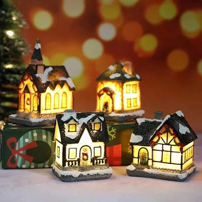 Christmas Village – LED-lit miniature buildings, warm light