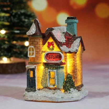 Christmas Village – LED-lit miniature buildings, warm light