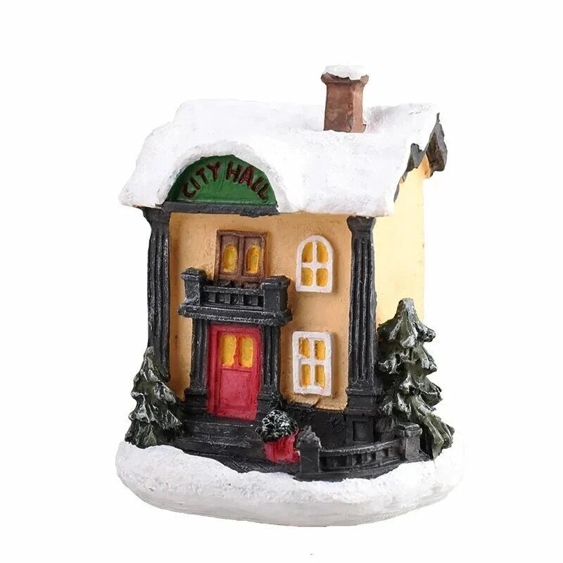 Christmas Village – LED-lit miniature buildings, warm light