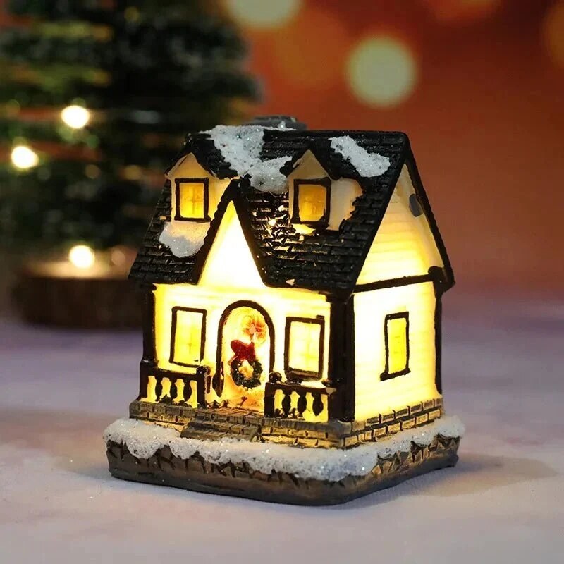 Christmas Village – LED-lit miniature buildings, warm light