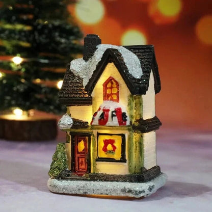 Christmas Village – LED-lit miniature buildings, warm light