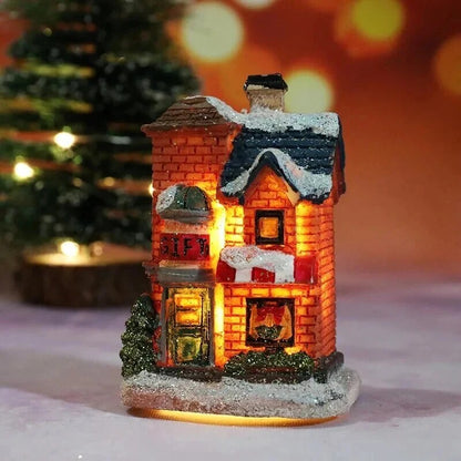 Christmas Village – LED-lit miniature buildings, warm light