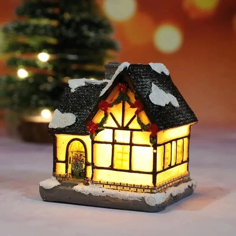 Christmas Village – LED-lit miniature buildings, warm light