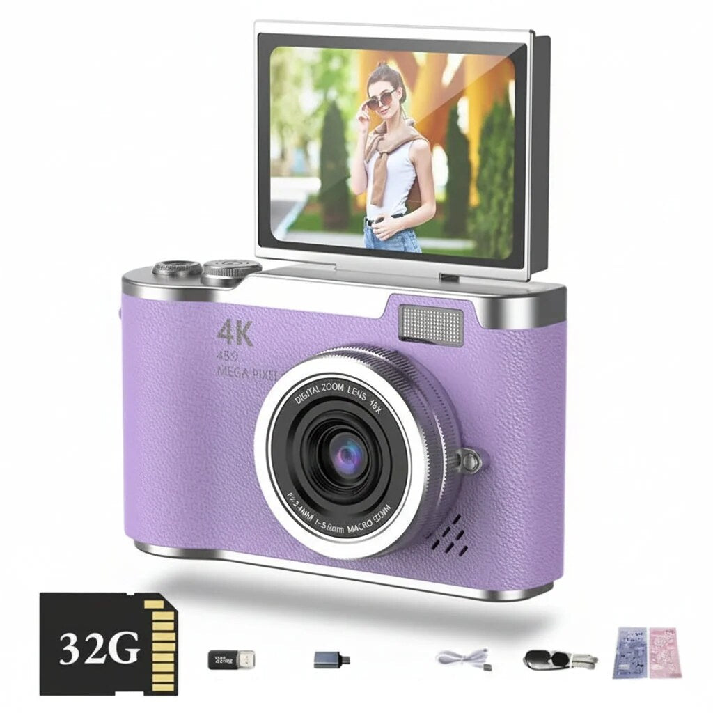 Compact Digital Camera – 4K video, flip screen, 48MP