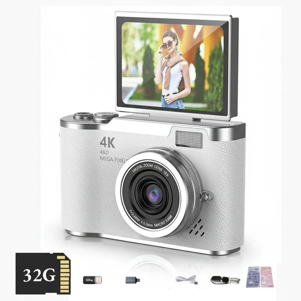Compact Digital Camera – 4K video, flip screen, 48MP