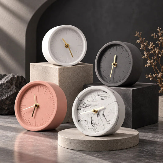 Concrete Desk Clock – minimalist design, lightweight, multiple colours