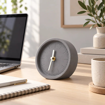 Concrete Desk Clock – minimalist design, lightweight, multiple colours