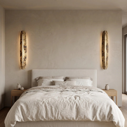 Copper Wall Light – textured panel, split light, two sizes