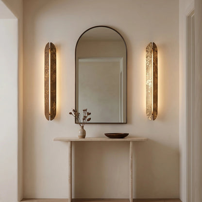 Copper Wall Light – textured panel, split light, two sizes