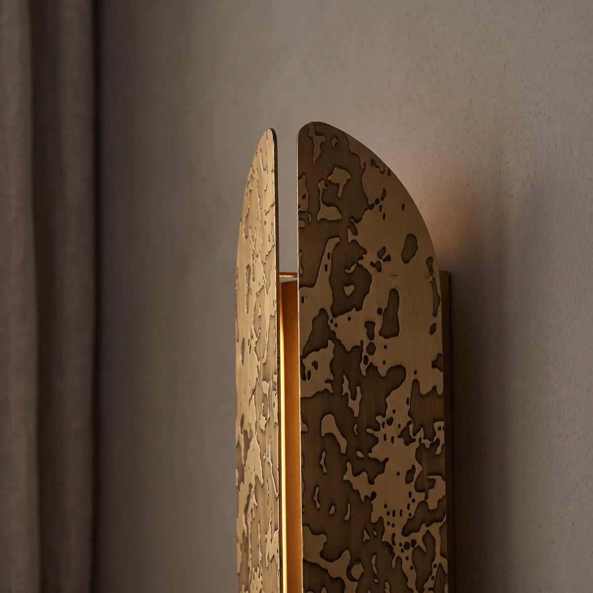 Copper Wall Light – textured panel, split light, two sizes