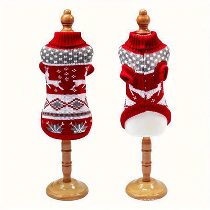 Dog Jumper – festive red knit, soft acrylic, warm one-piece