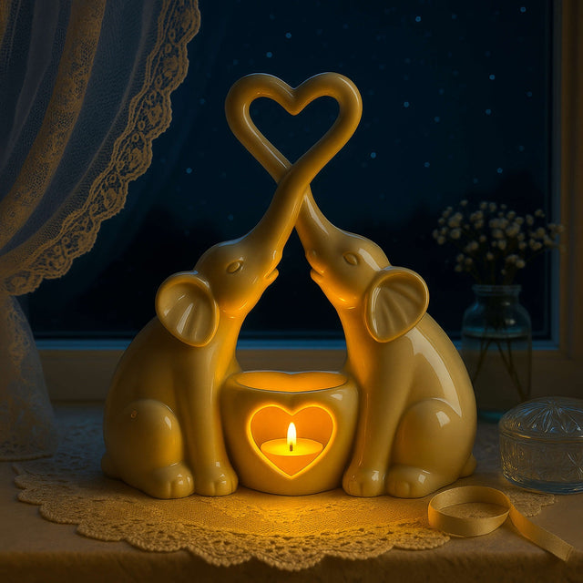 Elephant Night Light – heart design, warm white LED for a child's room