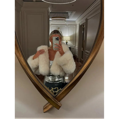 Faux Fur Oversized Coat – Attached Hood, Relaxed Fit, Warm
