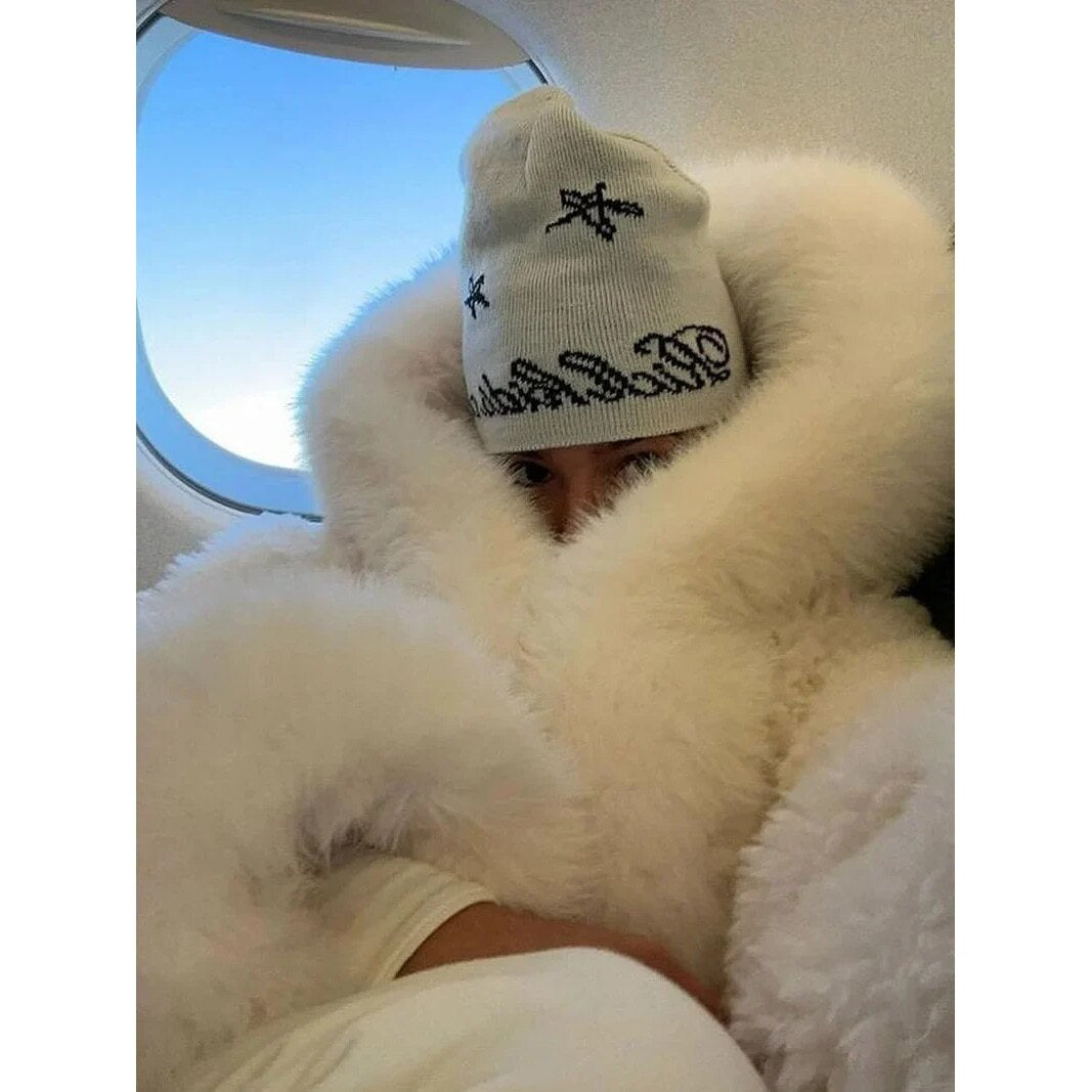 Faux Fur Oversized Coat – Attached Hood, Relaxed Fit, Warm