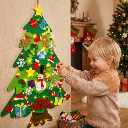 Felt Christmas Tree – wall-hanging ornaments, removable