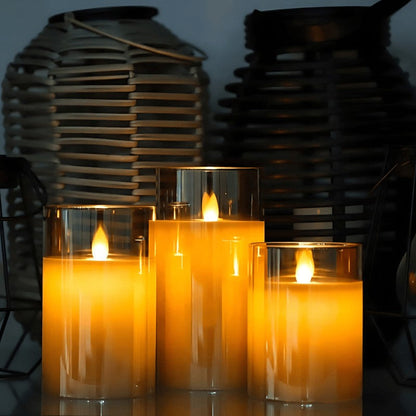 Flameless LED Candles in Glass