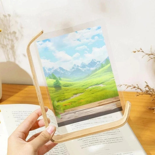 Floating Photo Frame – two-sided display, wood base