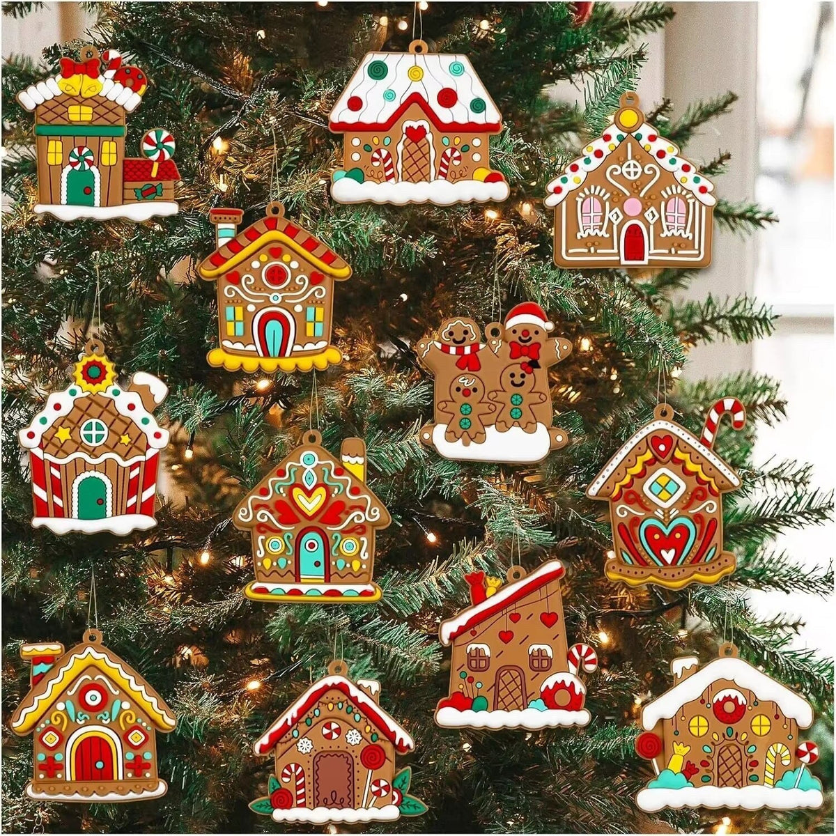 Gingerbread Ornaments – flexible plastic set of twelve