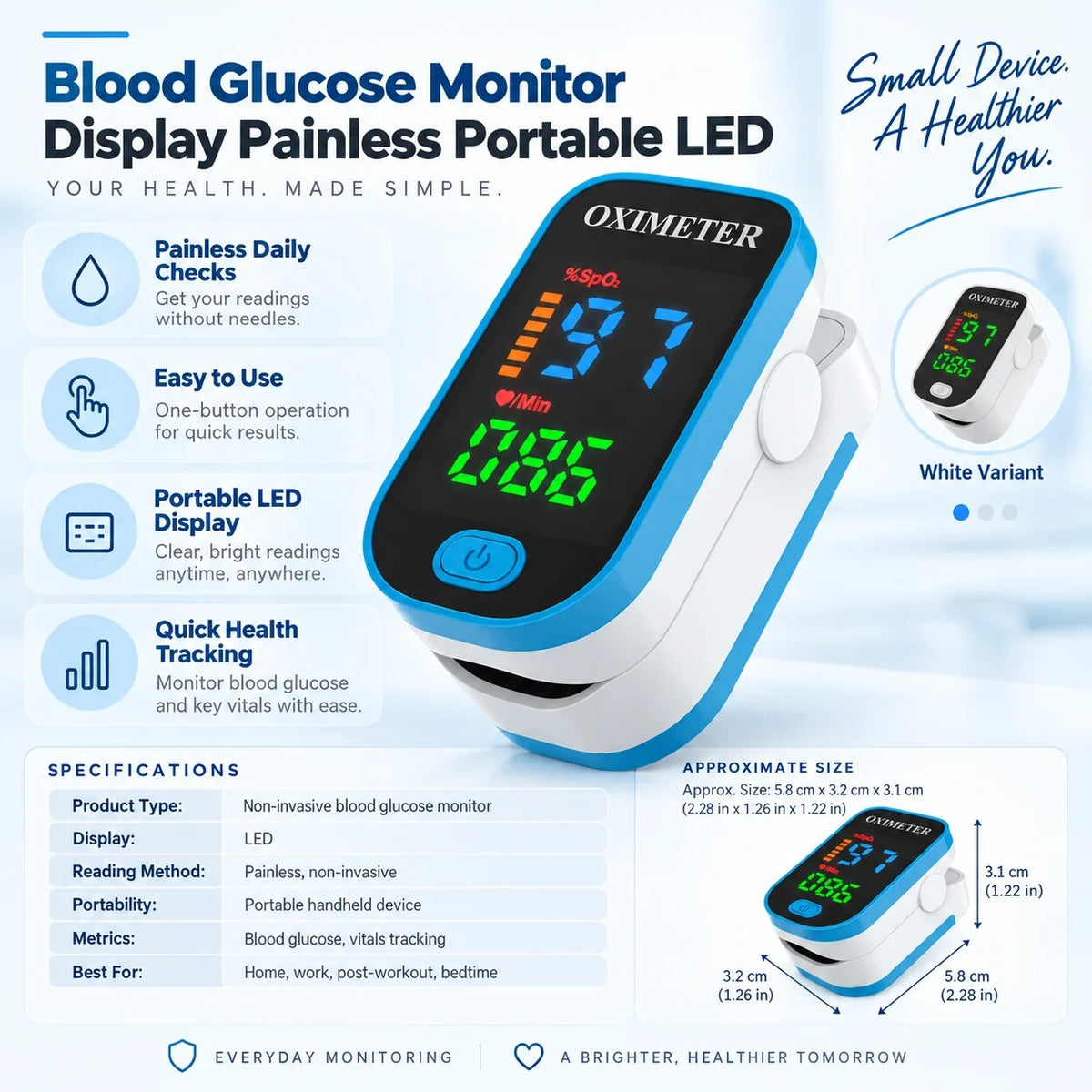 Glucose Monitor – portable, non-invasive, LED display