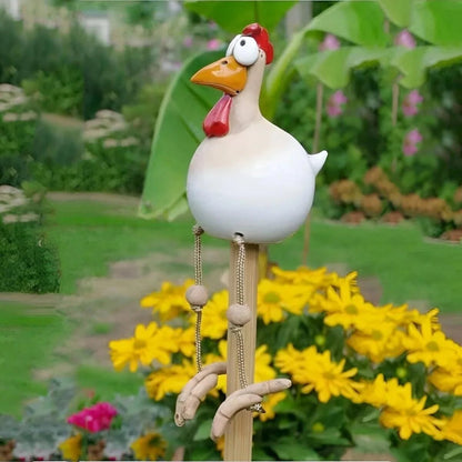 Googly Eye Outdoor Chicken – hanging legs, farmhouse charm, compact