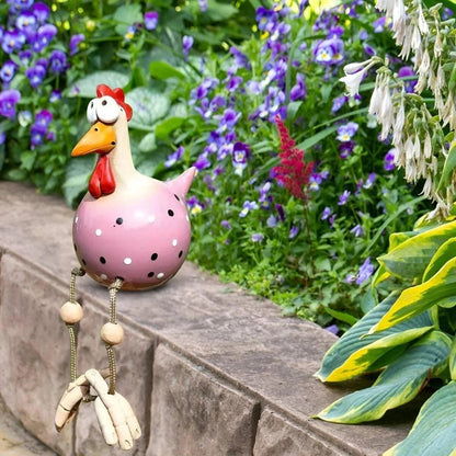 Googly Eye Outdoor Chicken – hanging legs, farmhouse charm, compact