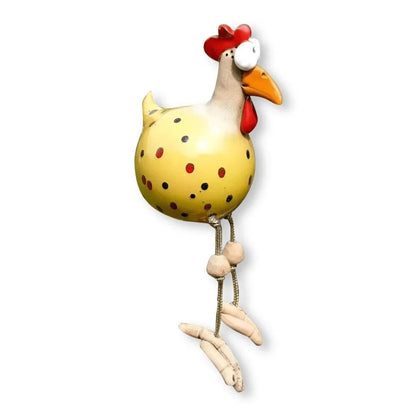 Googly Eye Outdoor Chicken – hanging legs, farmhouse charm, compact