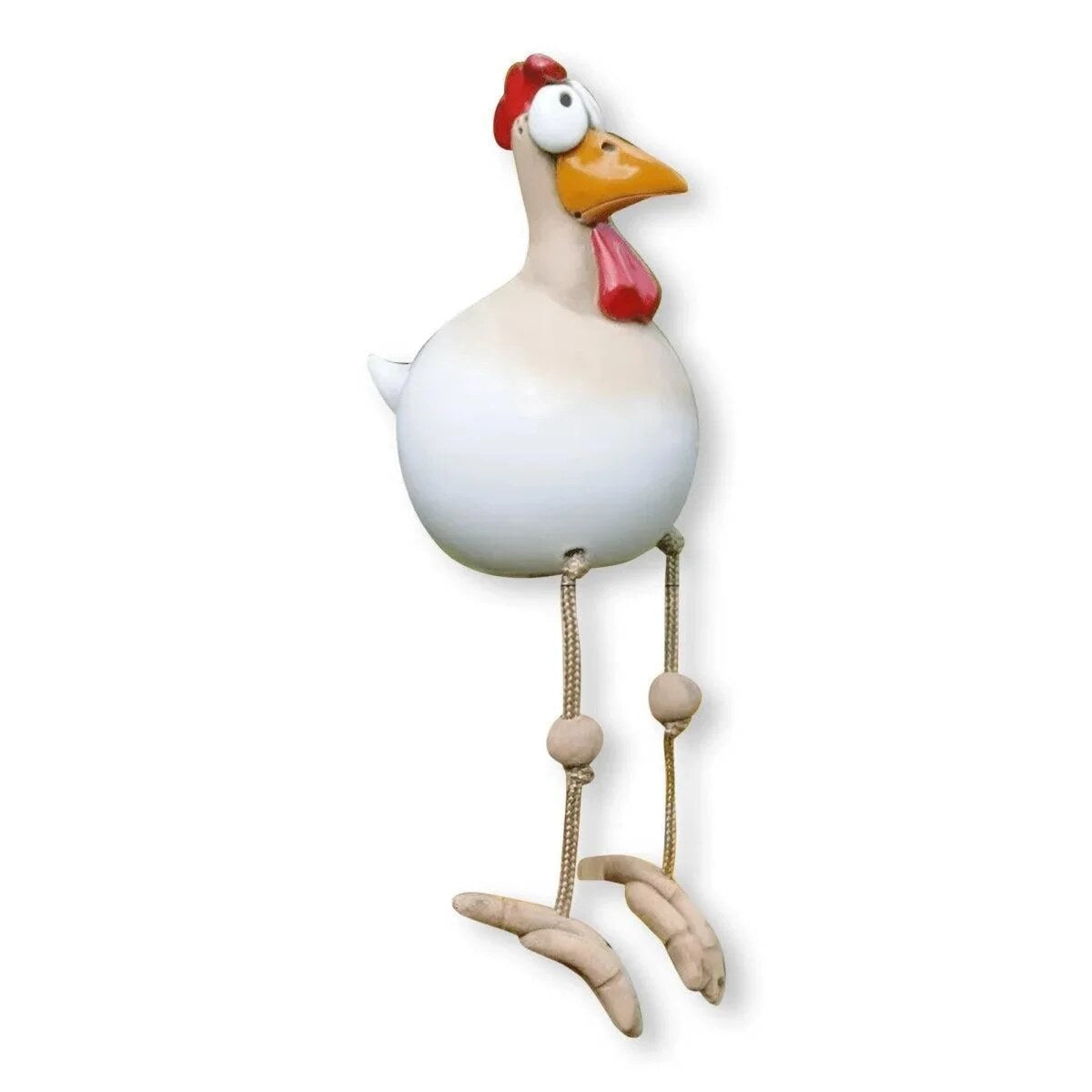Googly Eye Outdoor Chicken – hanging legs, farmhouse charm, compact