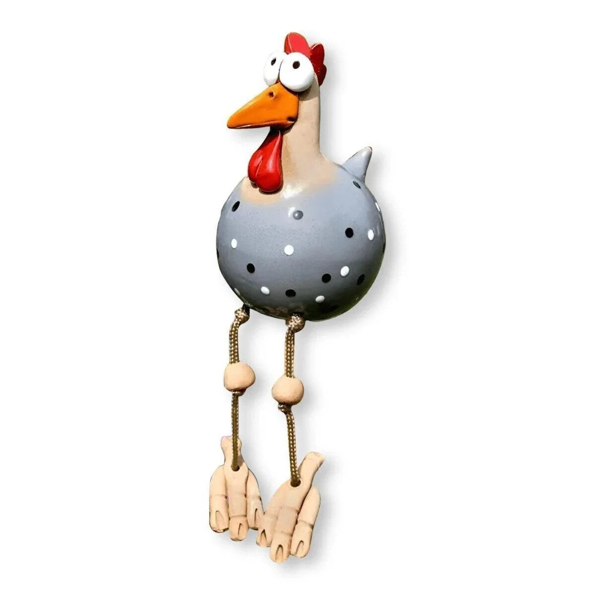 Googly Eye Outdoor Chicken – hanging legs, farmhouse charm, compact