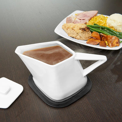 Gravy Boat with Warming Base – microwave heated, dishwasher safe