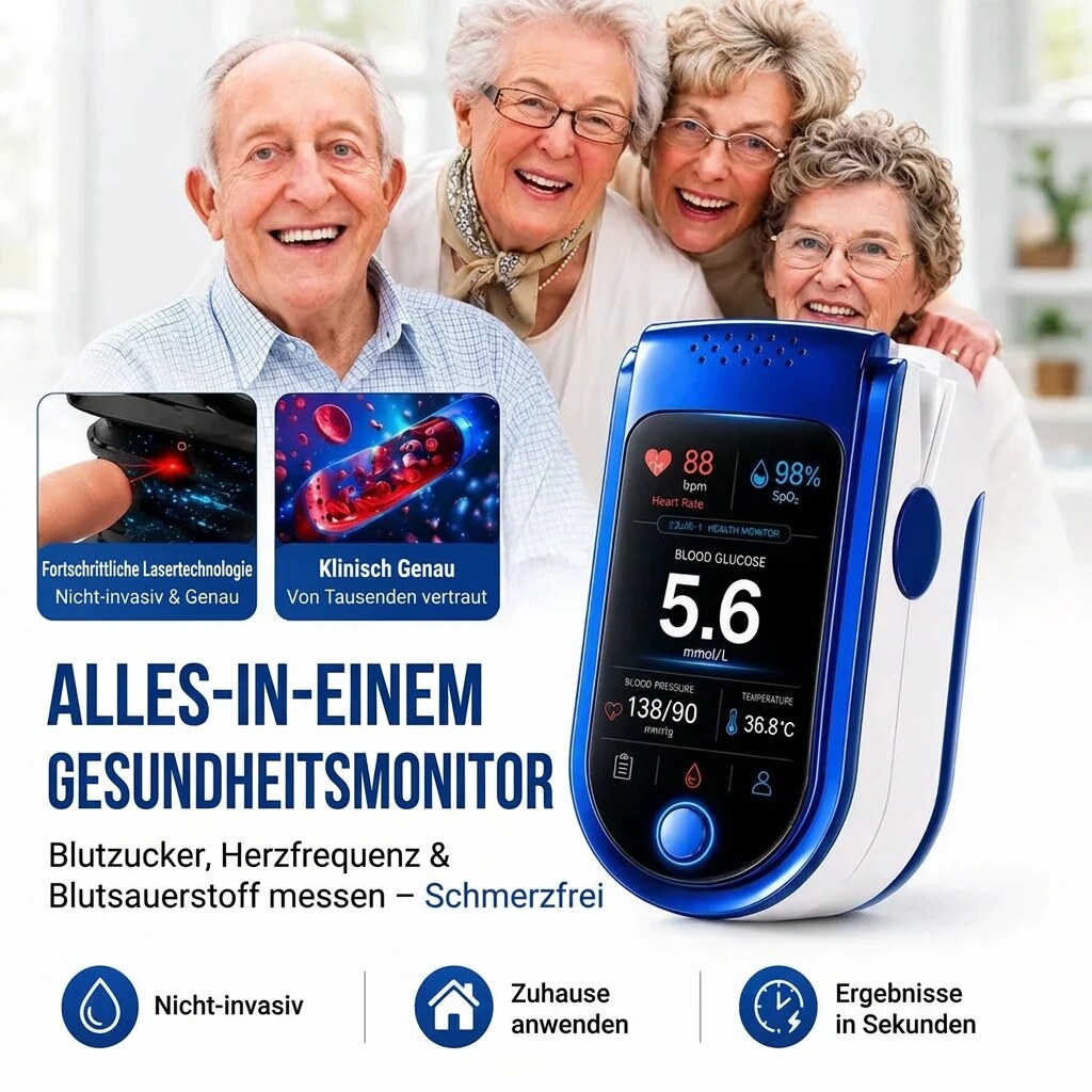 Health Monitoring Device – glucose tracking, wellness metrics display