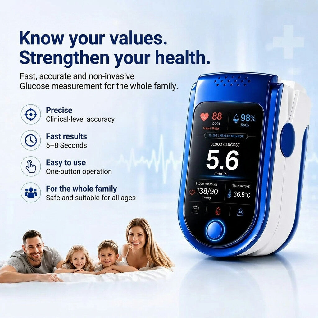 Health Monitoring Device – glucose tracking, wellness metrics display