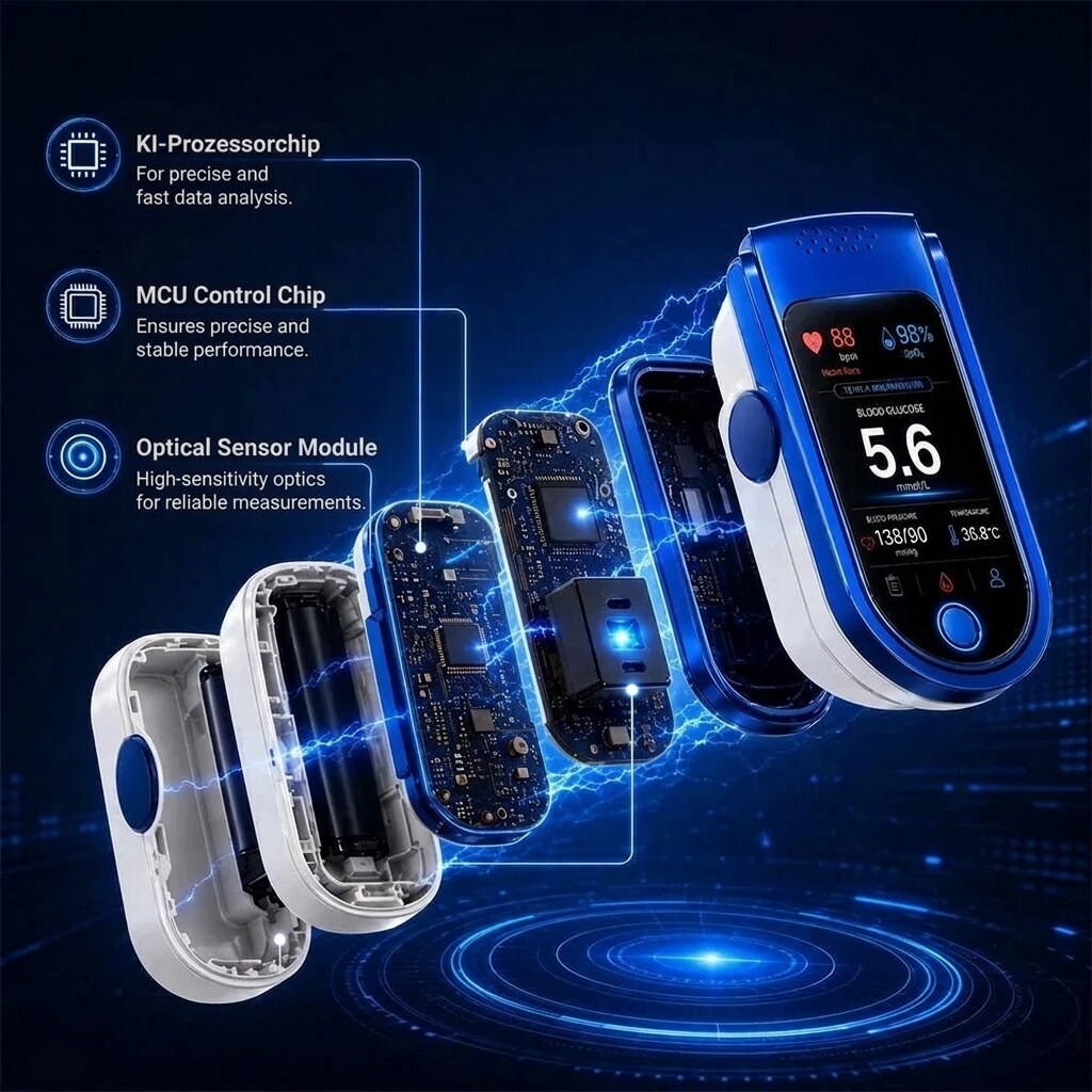 Health Monitoring Device – glucose tracking, wellness metrics display