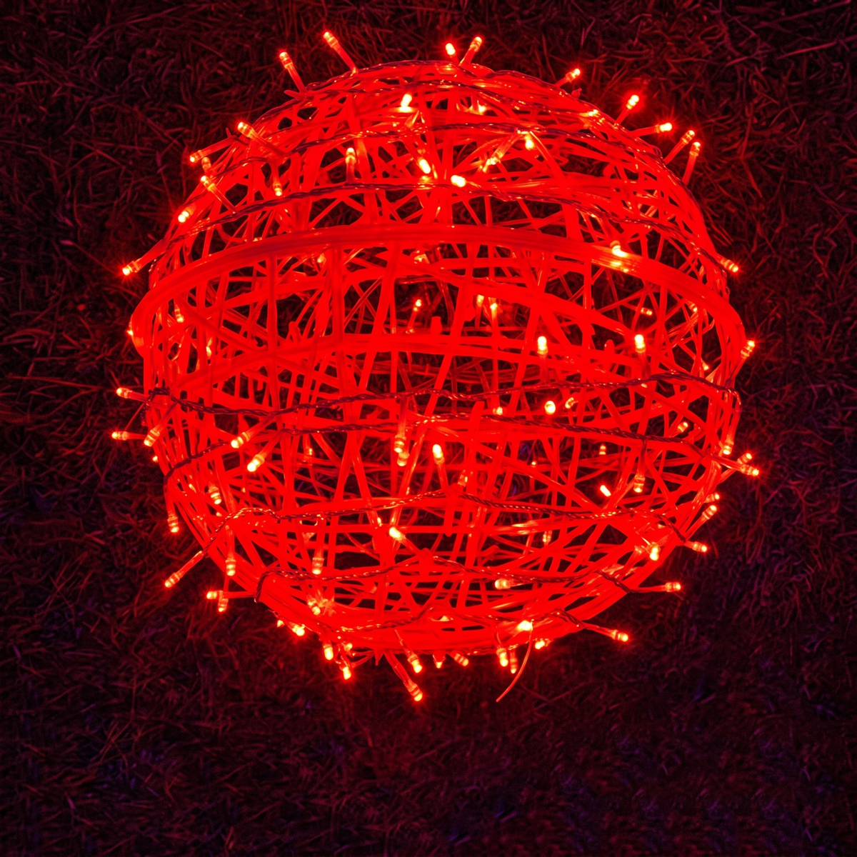 Red hanging LED light ball