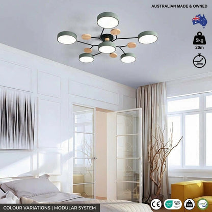 LED Ceiling Light – halo design, colour-adjustable, four to seven heads