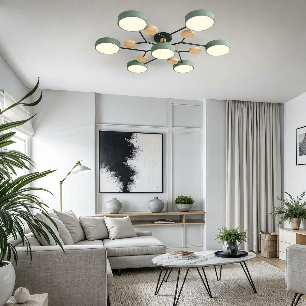 LED Ceiling Light – halo design, colour-adjustable, four to seven heads